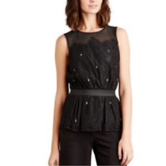 Meadow Rue embellished lace peplum top - Picture 2 of 6